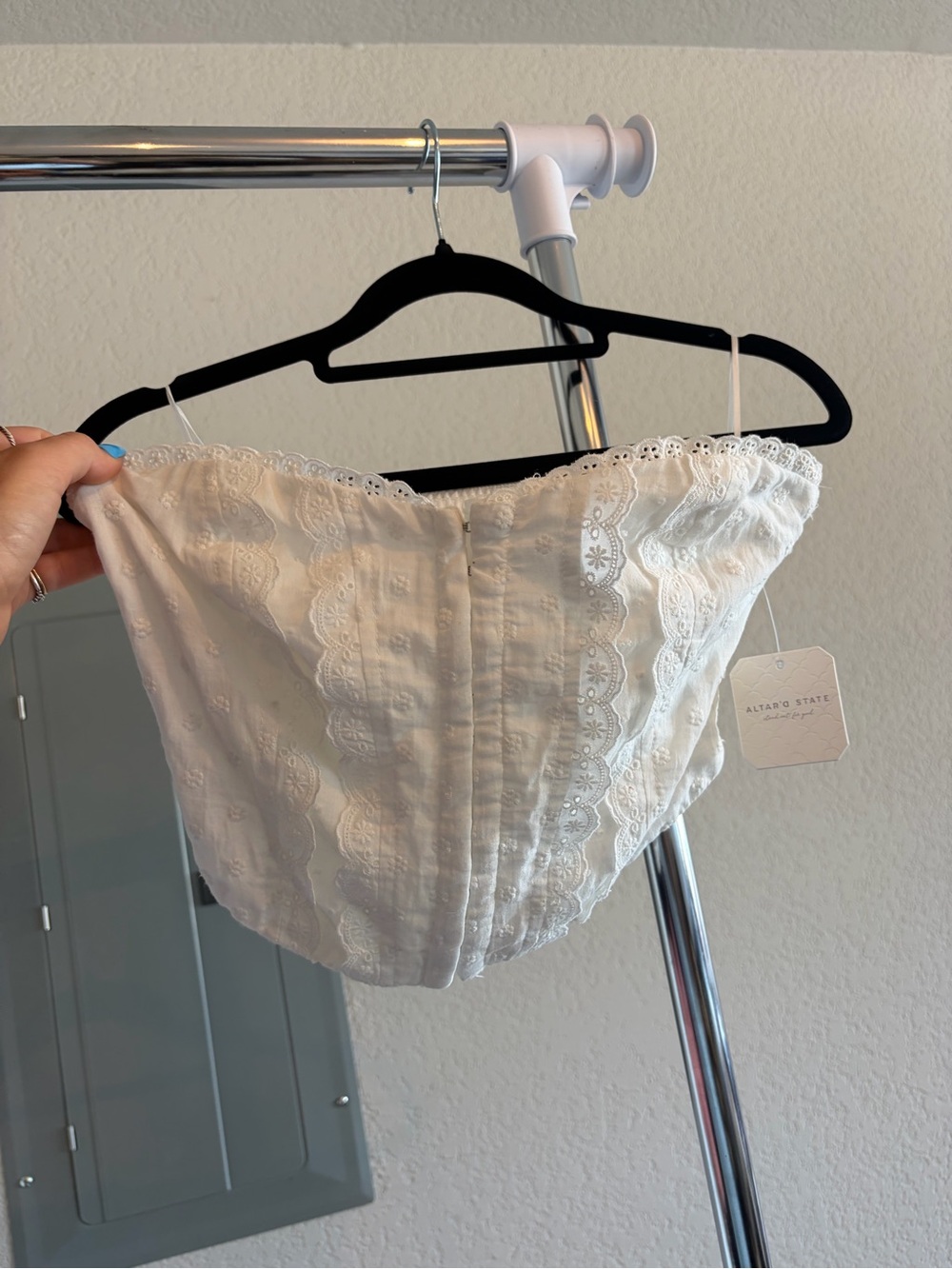 NWT Altar'd State White Eyelet Lace Strapless Camisole